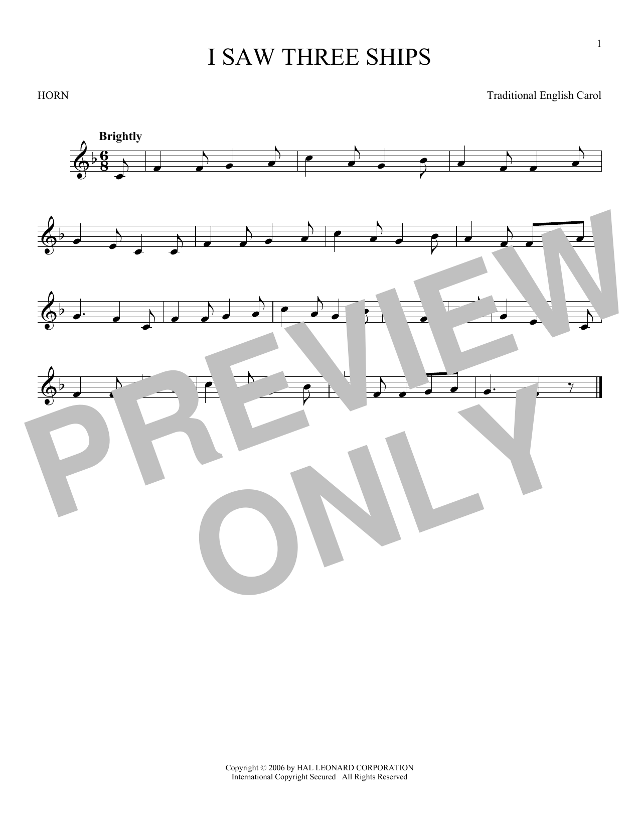 Produktgalerie: Seite 1 von 1 I Saw Three Ships, Traditional English Carol, Horn