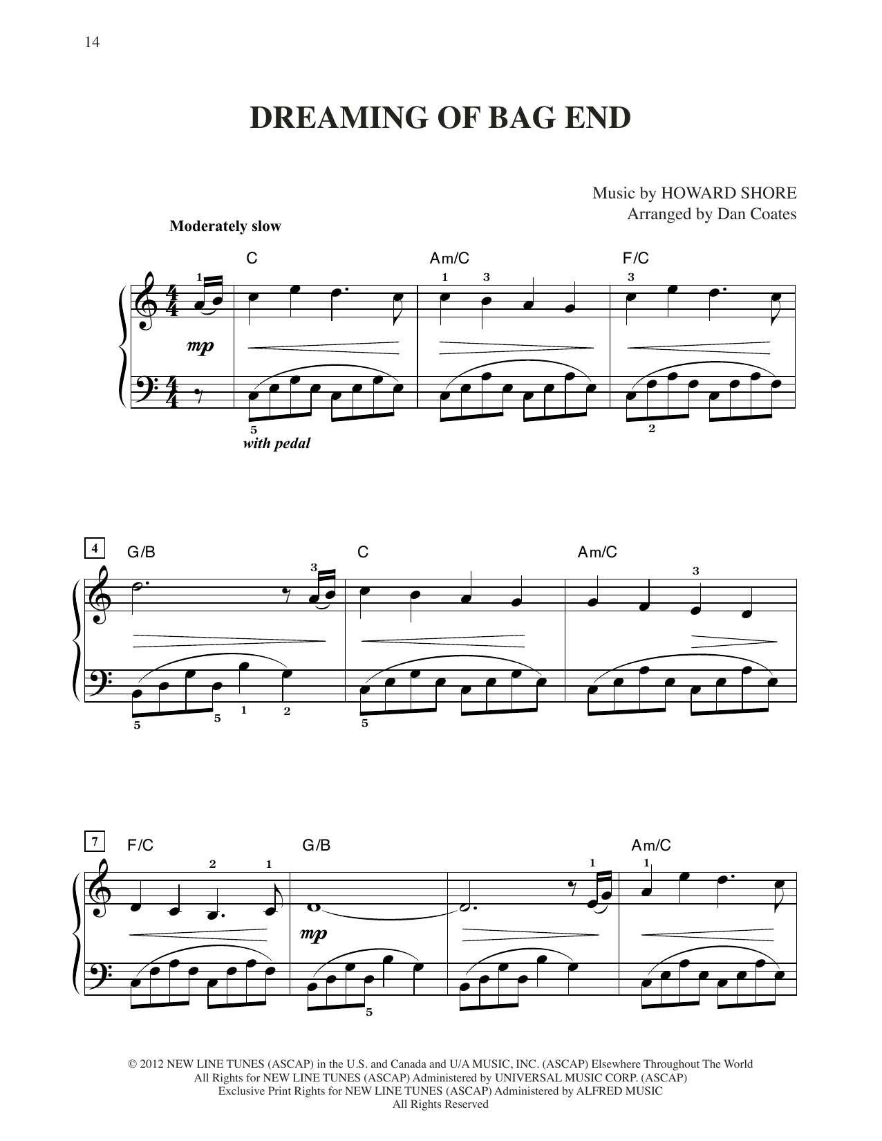Produktbild zu: Dreaming Of Bag End (from The Hobbit: An Unexpected Journey) (arr. Dan Coates)