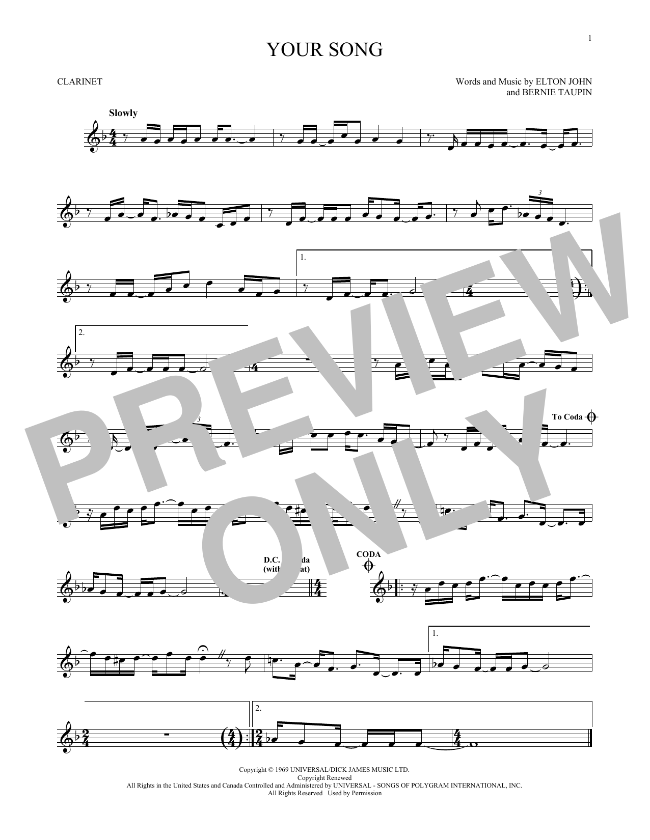 Product gallery: Page 1 of 1 Your Song, Elton John