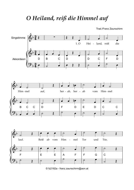 Product picture to: O Heiland reiß die Himmel aufTraditional