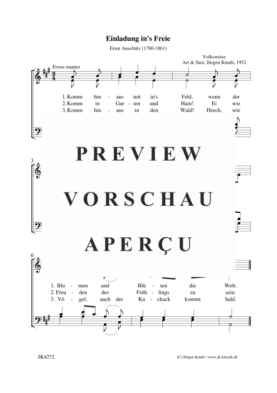 gallery: Einladung in´s Freie (Komm hinaus mit in´s Feld), , Gemischter Chor