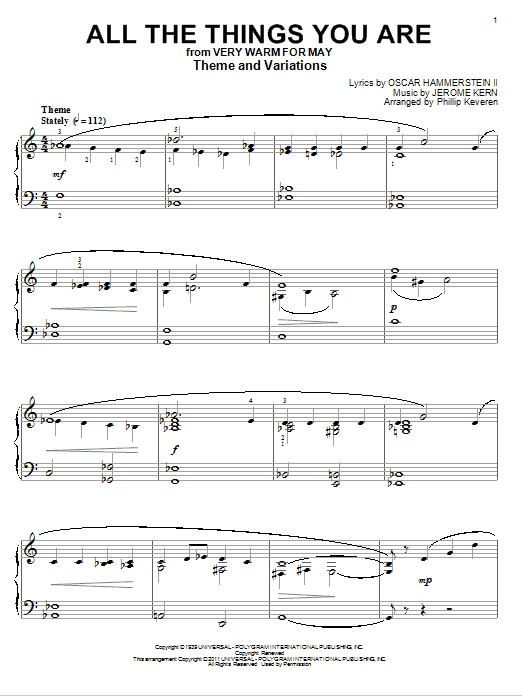 Product gallery: Page 1 of 1 All The Things You Are (arr. Phillip Keveren), Jerome Kern