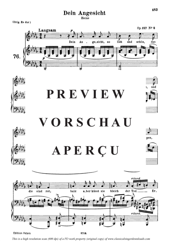 Product gallery: Page 2 of 3 Dein Angesicht Op.127 No.2, , Medium Voice and Piano