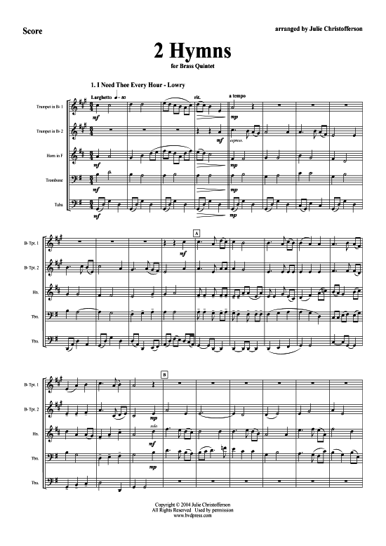 Produktbild zu: Zwei Hymnen arr. Christofferson