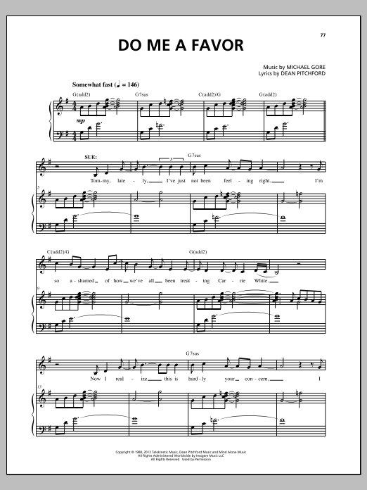 Produktbild zu: Do Me A Favor (from Carrie The Musical)