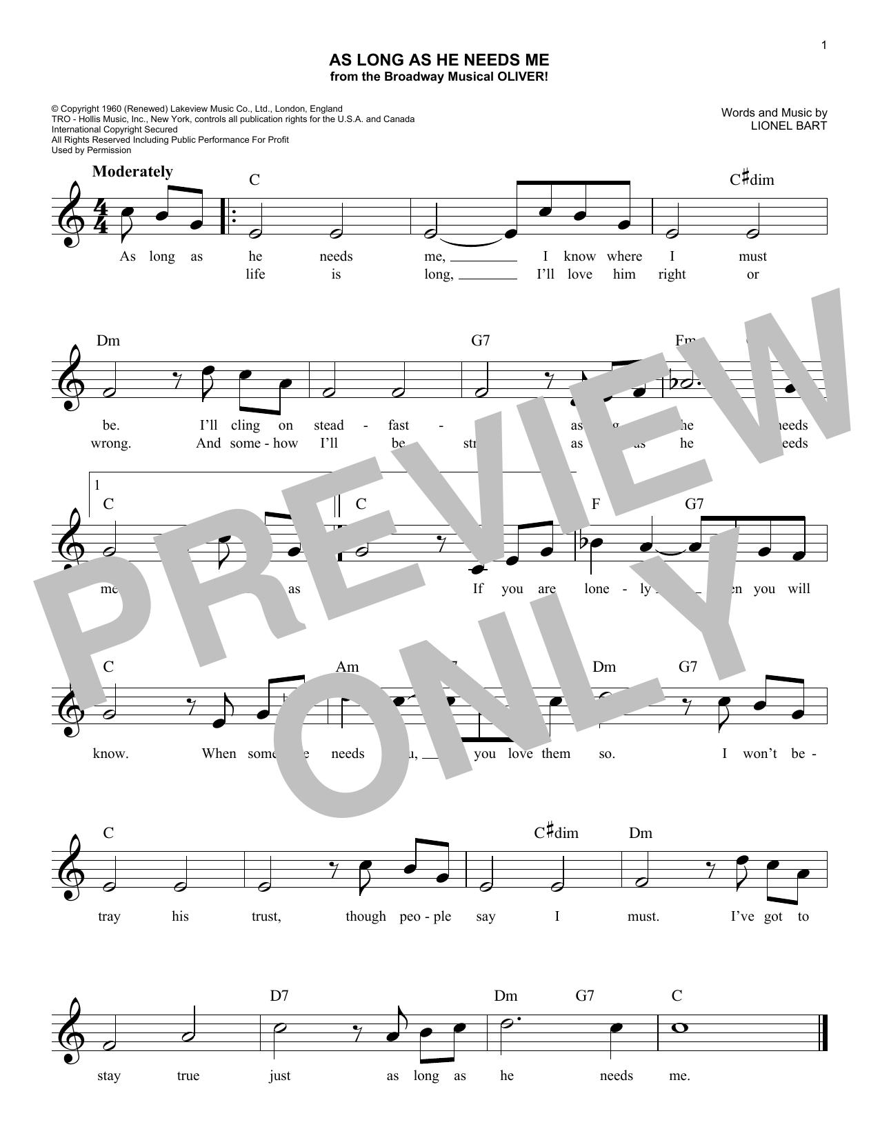 Produktbild zu: As Long As He Needs Me (from the musical Oliver!)