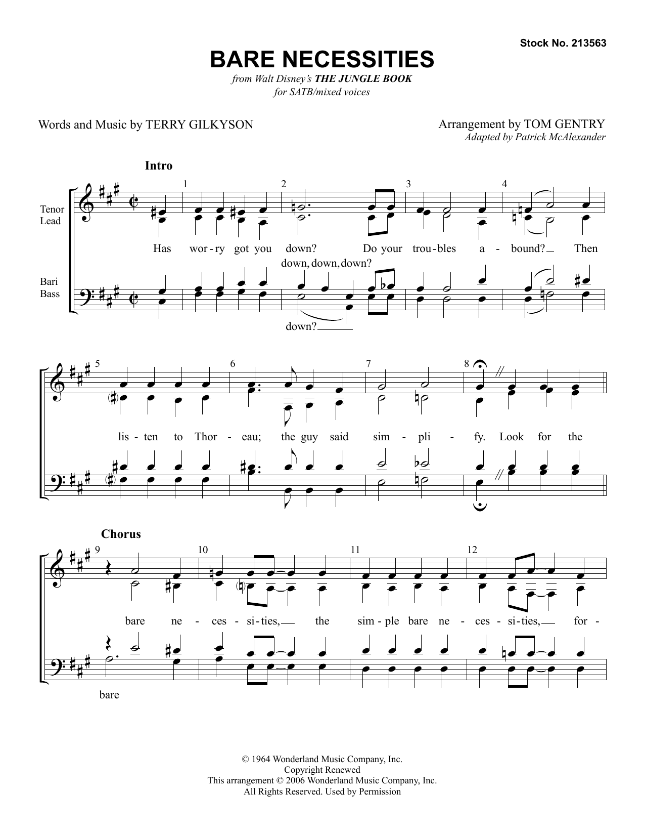 Product gallery: Page 1 of 1 Bare Necessities (from The Jungle Book) (arr. Tom Gentry), Terry Gilkyson