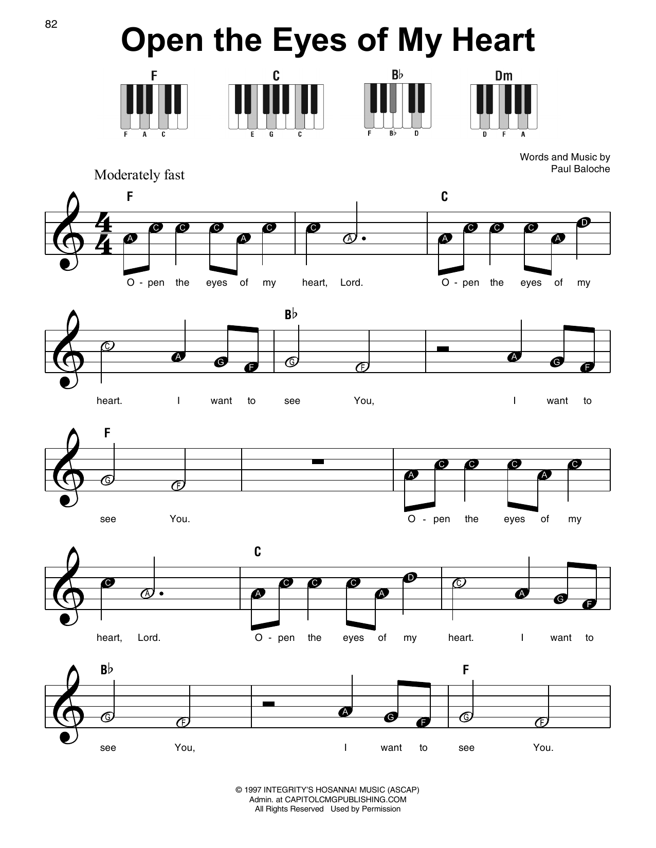 Produktgalerie: Seite 1 von 1 Open The Eyes Of My Heart, Paul Baloche, Klavier