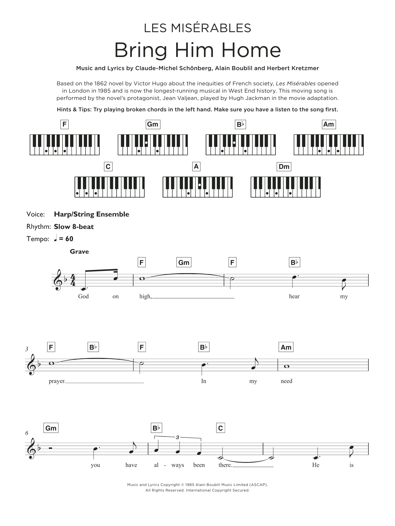Produktgalerie: Seite 1 von 1 Bring Him Home (from Les Miserables), Boublil and Schonberg, Keyboard