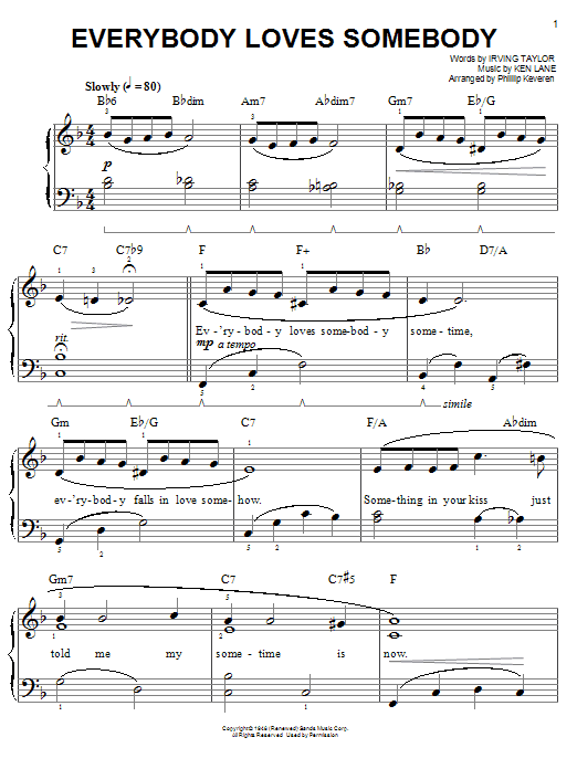 Product gallery: Page 1 of 1 Everybody Loves Somebody (arr. Phillip Keveren), Dean Martin