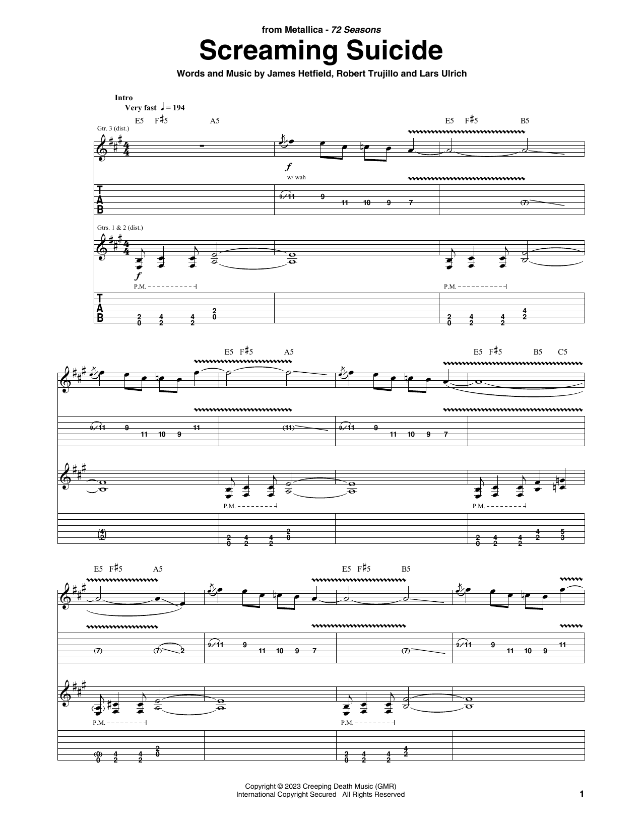 Produktgalerie: Seite 1 von 1 Screaming Suicide, Metallica, Gitarre