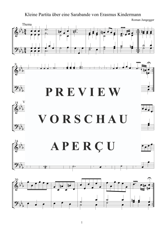 Product gallery: Page 2 of 3 Kleine Partita über eine Sarabande von Erasmus Kindermann, , Organ solo