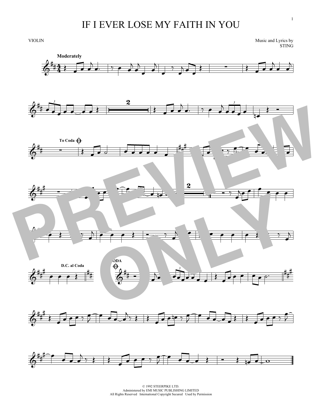 Produktgalerie: Seite 1 von 1 If I Ever Lose My Faith In You, Sting, Violine