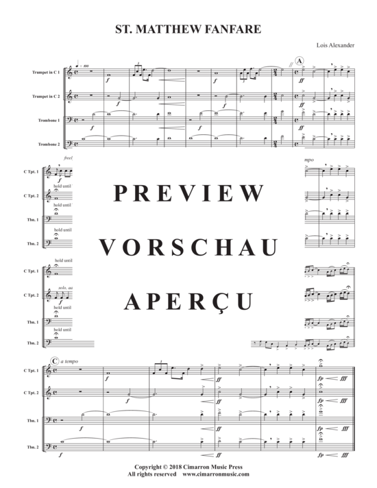 Produktgalerie: Seite 3 von 9 St. Matthew Fanfare , , (Blechbläser Quartett 2x Trompete in C/Bb + 2x Posaune)