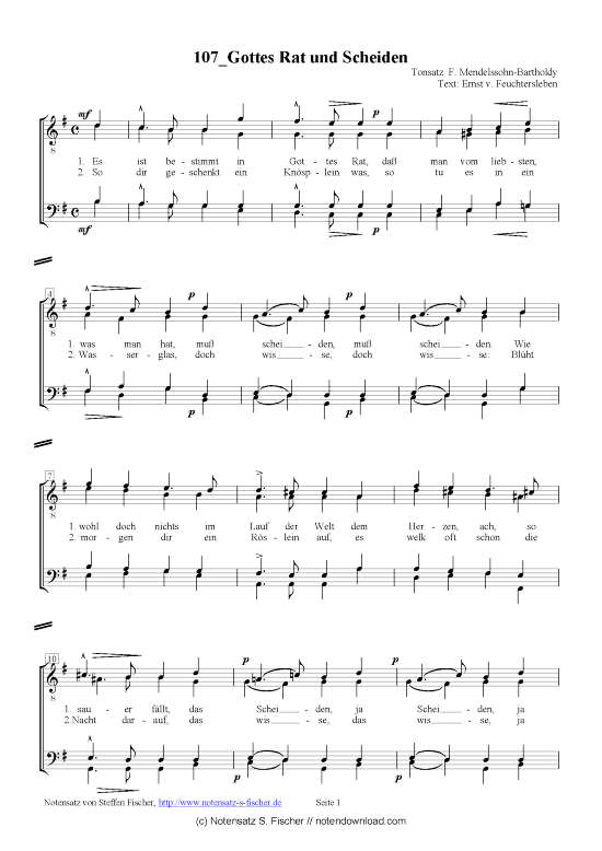 Product picture to: Gottes Rat und Scheiden  F. Mendelssohn-Bartholdy / Ernst v. Feuchtersleben 