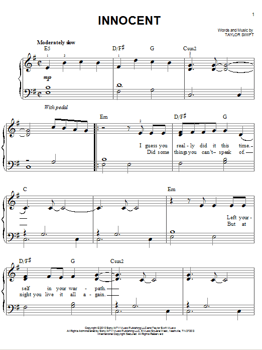 Produktgalerie: Seite 1 von 1 Innocent, Taylor Swift, Klavier