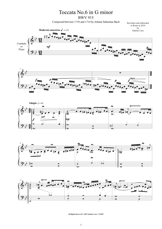 Produktbild zu: Toccata Nr. 6 G-Moll BWV 915Johann Sebastian Bach