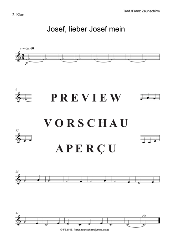 Product gallery: Page 5 of 7 Josef, lieber Josef mein , , (clarinet quartet)