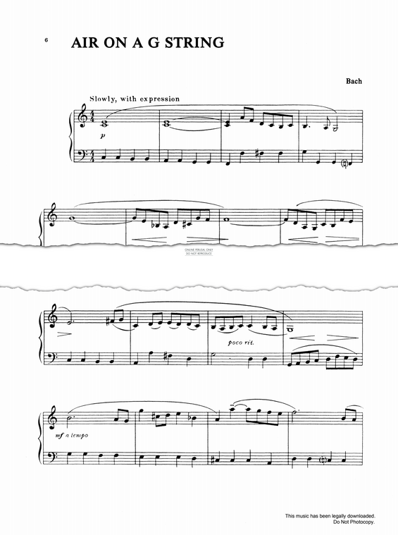 Produktgalerie: Seite 1 von 1 Air On A G String, JS Bach, Klavier