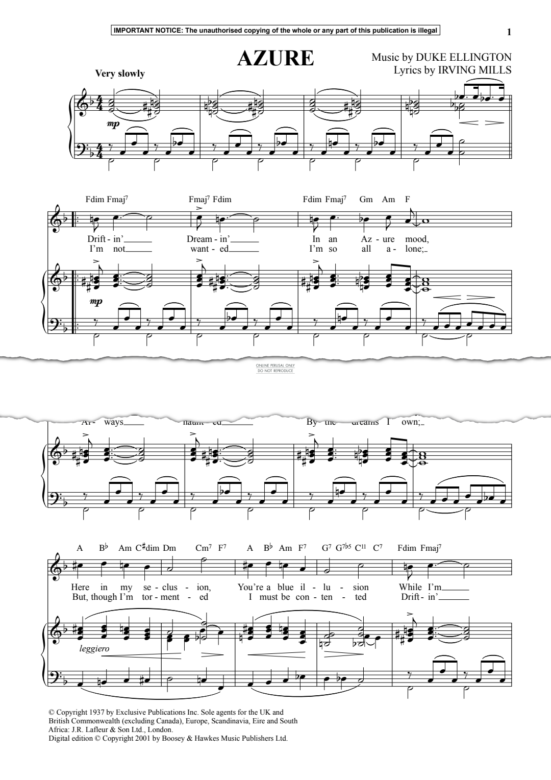 Produktgalerie: Seite 1 von 1 Azure, Duke Ellington, Gesang, Klavier