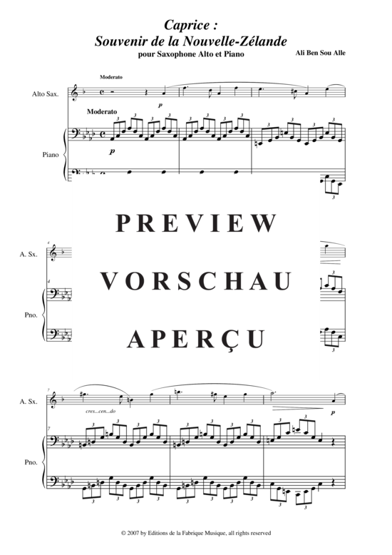 Product gallery: Page 3 of 11 Caprice: Souvenir de la Nouvelle-Zélande , , (alto saxophone + piano)
