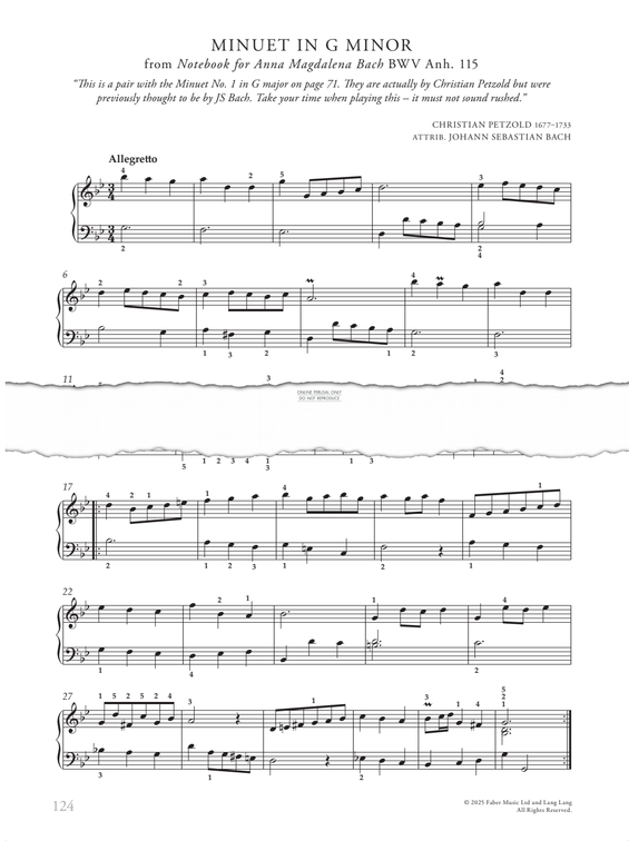 Produktgalerie: Seite 1 von 1 Minuet In G Minor (from Anna Magdalena Notebook of 1725) BWV Anh.115, Christian Petzold, Klavier