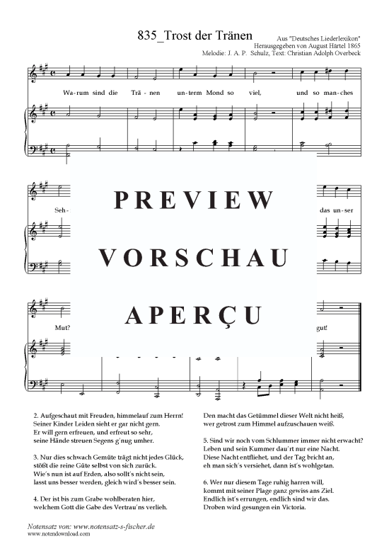 Product picture to: Trost der Tränen Melodie: J. A. P.  Schulz, Text: Christian Adolph Overbeck