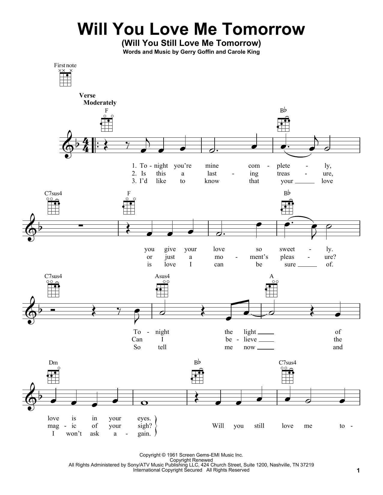 Product gallery: Page 1 of 1 Will You Love Me Tomorrow (Will You Still Love Me Tomorrow), Carole King