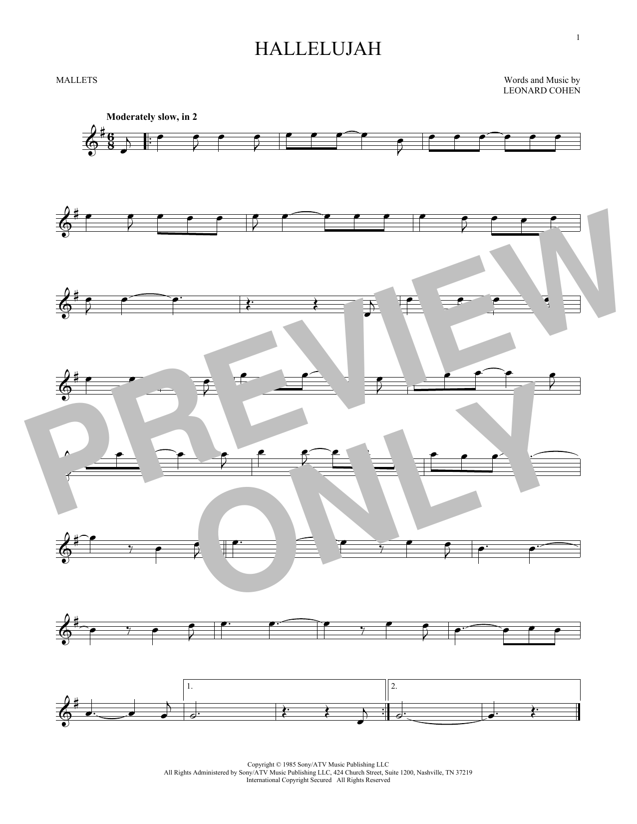 Product gallery: Page 1 of 1 Hallelujah, Leonard Cohen