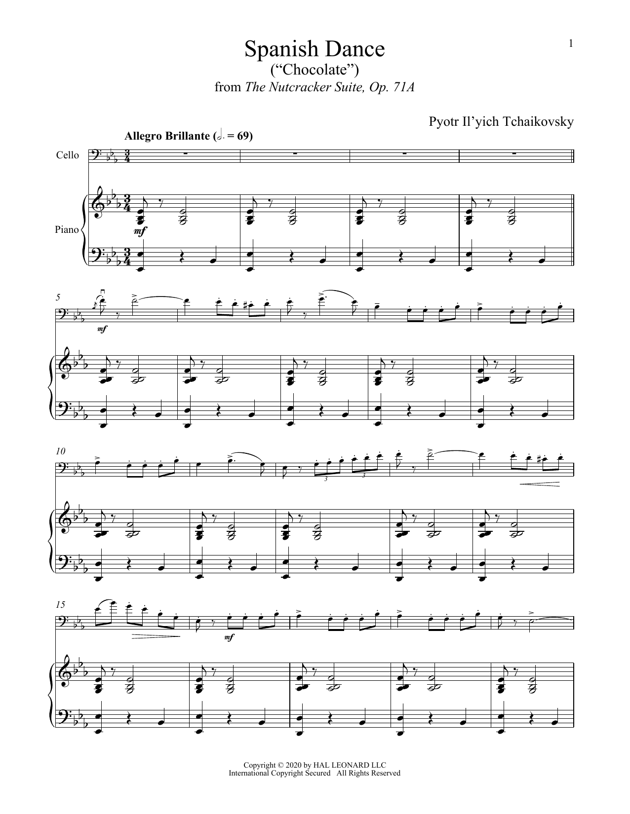 Produktgalerie: Seite 1 von 1 Spanish Dance (from The Nutcracker), Pyotr Il'yich Tchaikovsky, Klavier, Violoncello