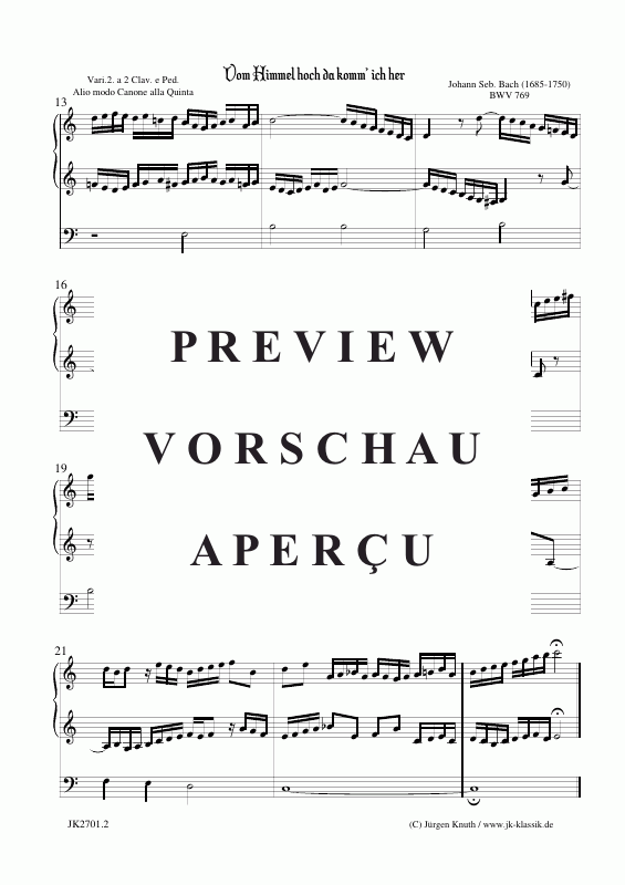 Product gallery: Page 5 of 5 Vom Himmel hoch da komm´ ich her BWV 769 Variation 2. , , (Orgel Solo)