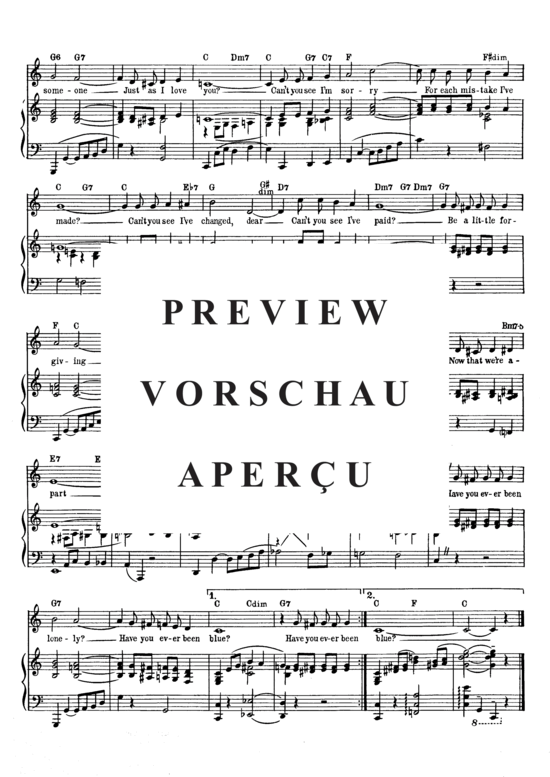 Produktgalerie: Seite 4 von 8 Have You Ever Been Lonely? (Have You Ever Been Blue) , Popular Standard, (Klavier und Gesang)