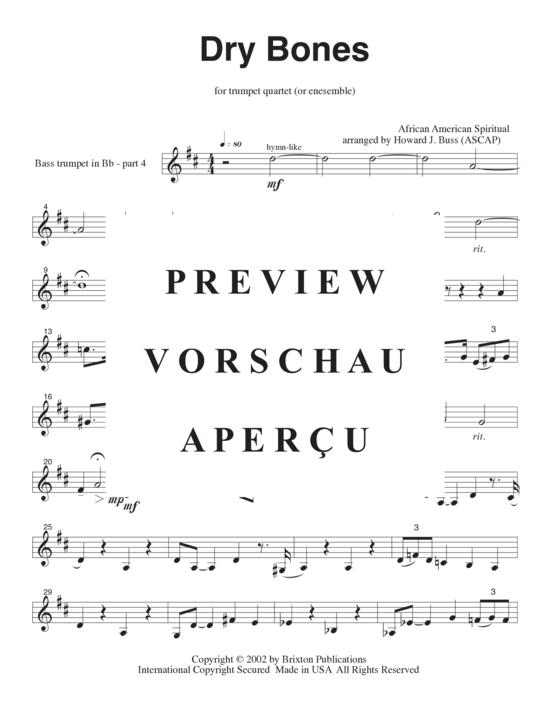 Produktgalerie: Seite 16 von 19 Dry Bones , , (3 Trompeten in B und 1 Basstrompete/Posaune)