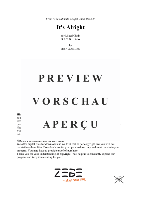 Produktgalerie: Seite 2 von 11 It´s Alright, , Gemischter Chor SAB und Klavier