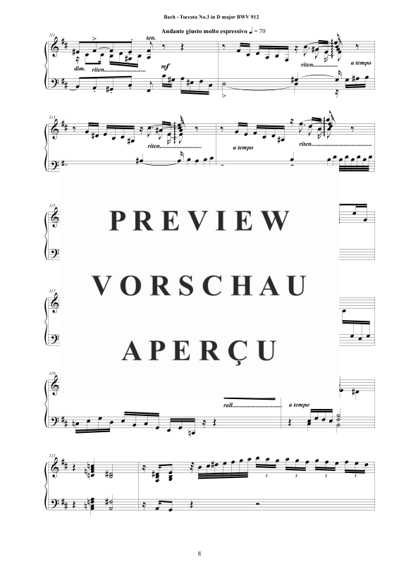 Produktgalerie: Seite 9 von 11 Toccata Nr. 3 D-Dur BWV 912, , Cembalo/Klavier Solo
