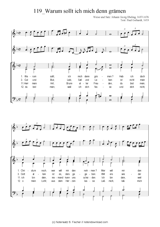 Product picture to: Warum sollt ich mich denn grämen Chorsatz Alte Meister