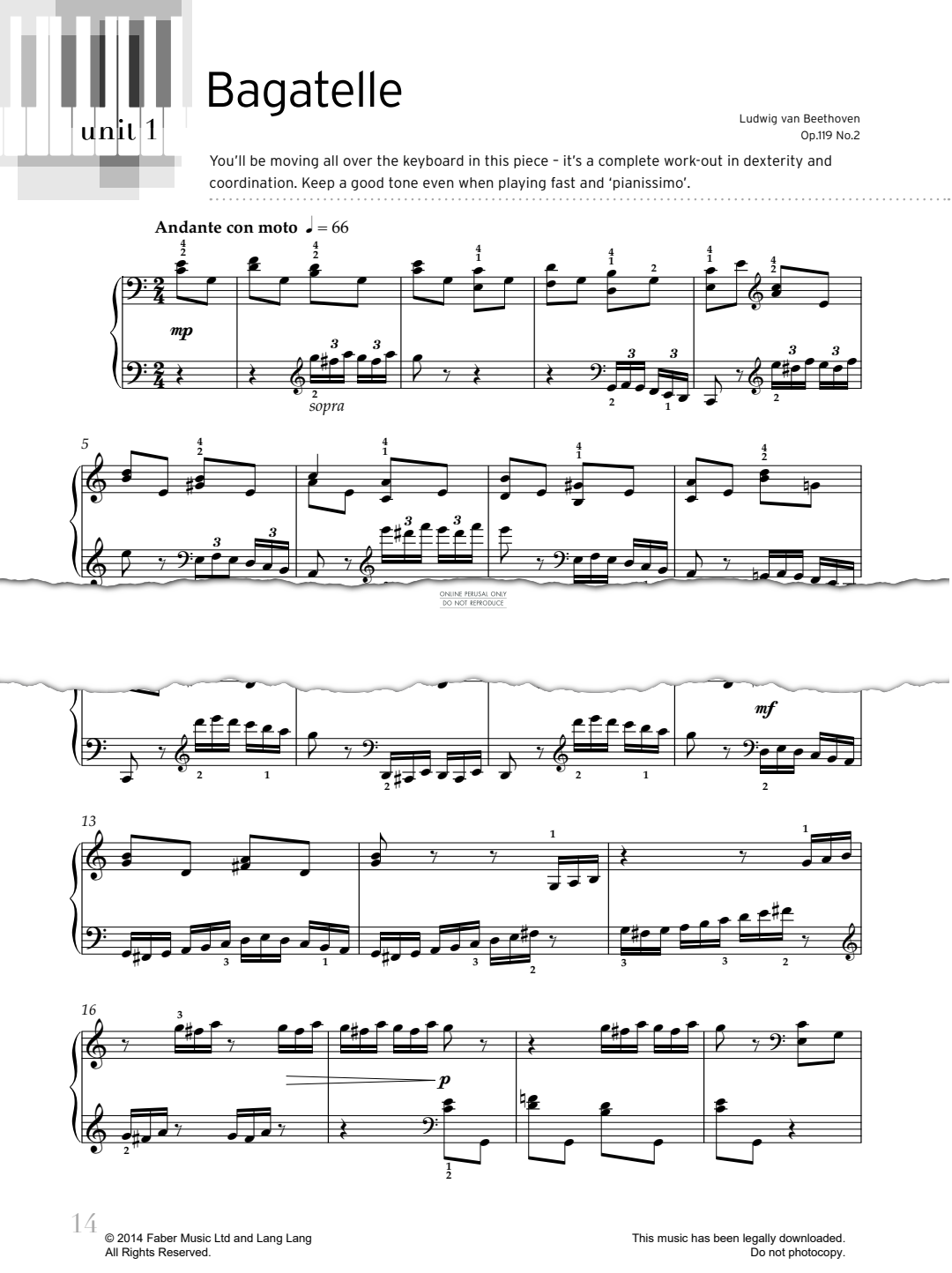 Produktgalerie: Seite 1 von 1 Bagatelle (Op. 119, No.2), Ludwig van Beethoven, Klavier