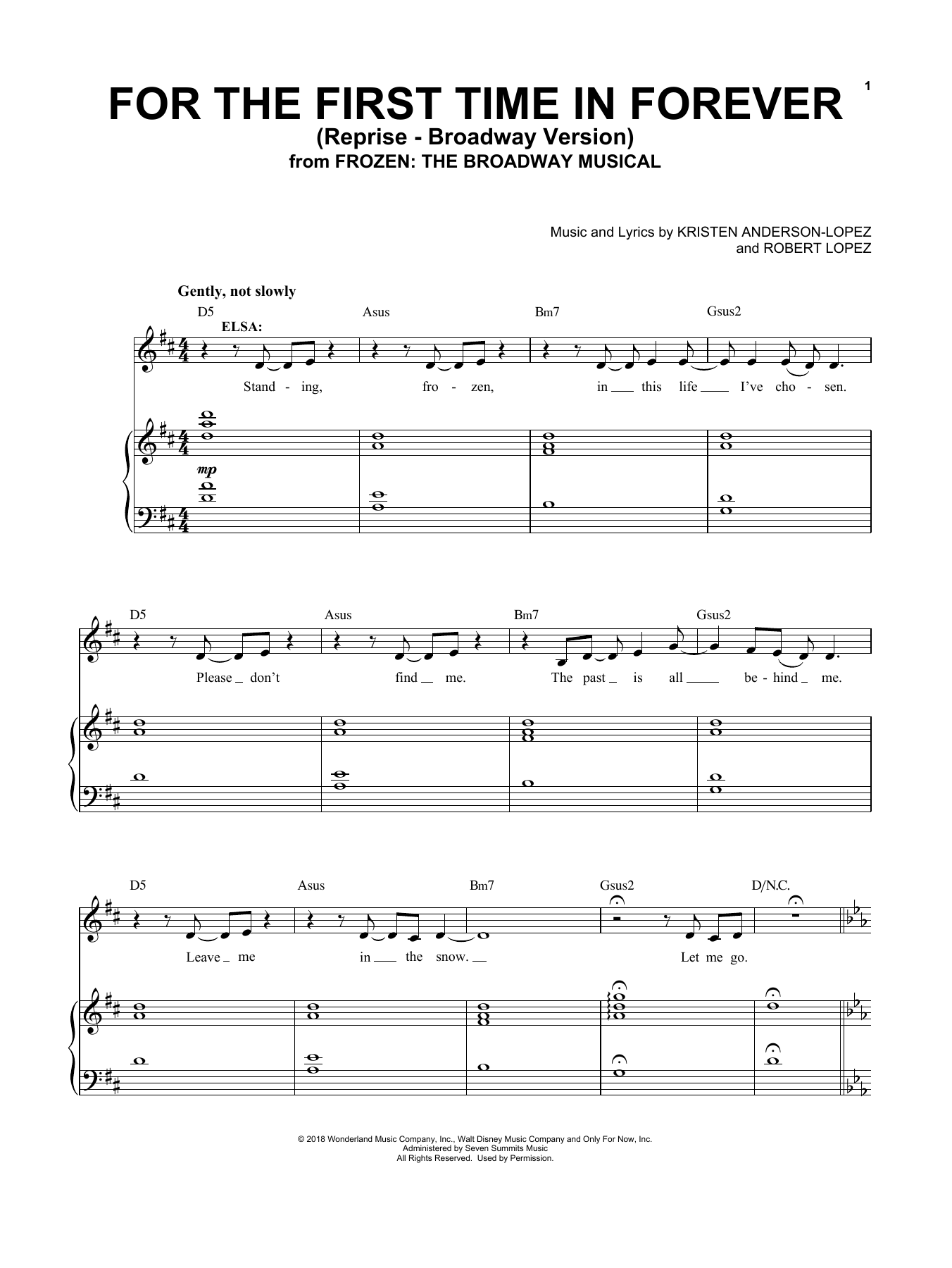 Produktbild zu: For The First Time In Forever (Reprise) (from Frozen: The Broadway Musical)
