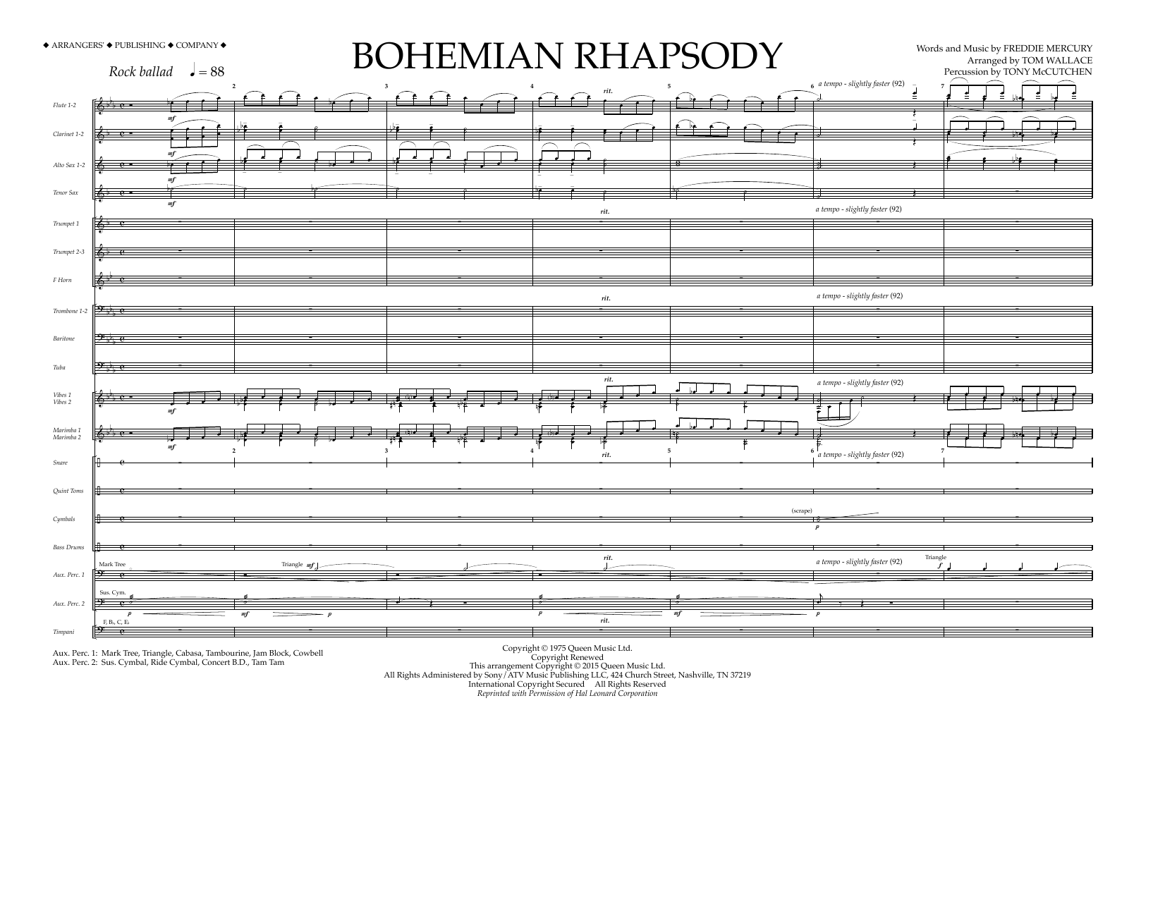 Product picture to:  Bohemian Rhapsody - Full Score - Tom Wallace