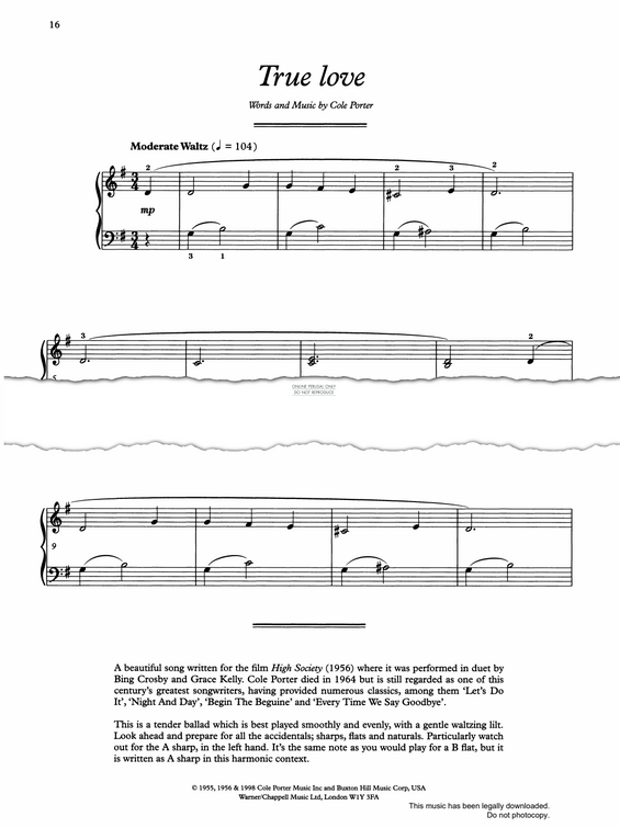 Produktgalerie: Seite 1 von 1 True Love, Cole Porter, Klavier