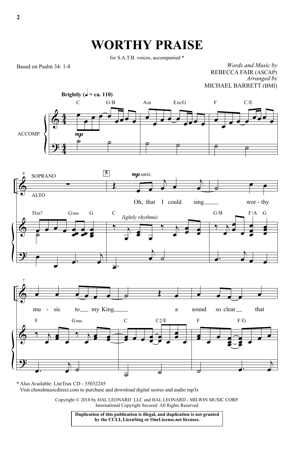Product picture to: Worthy Praise (arr. Michael Barrett)