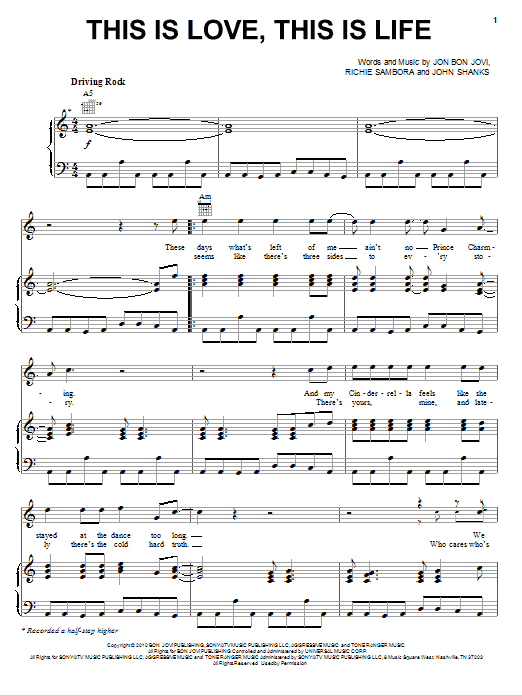 Produktgalerie: Seite 1 von 1 This Is Love, This Is Life, Bon Jovi, Gesang, Gitarre, Klavier