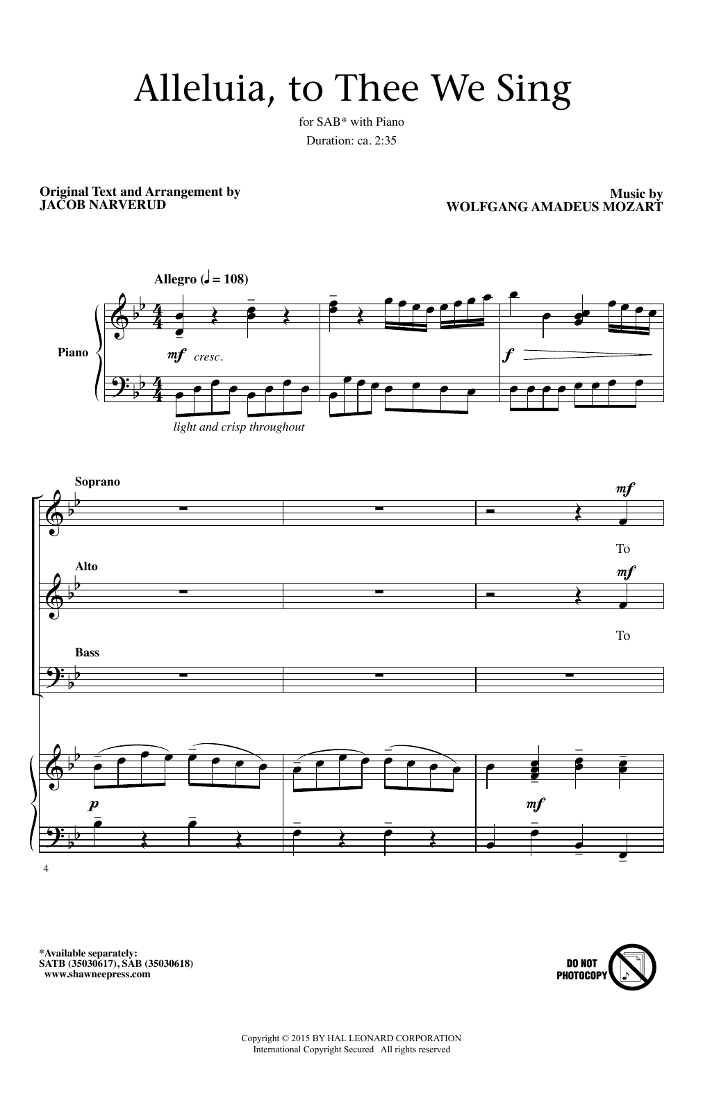 Product gallery: Page 1 of 1 Alleluia, To Thee We Sing, Jacob Narverud