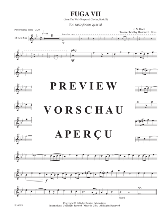 gallery: Fuga VII , , (Saxophonquartett SATB)