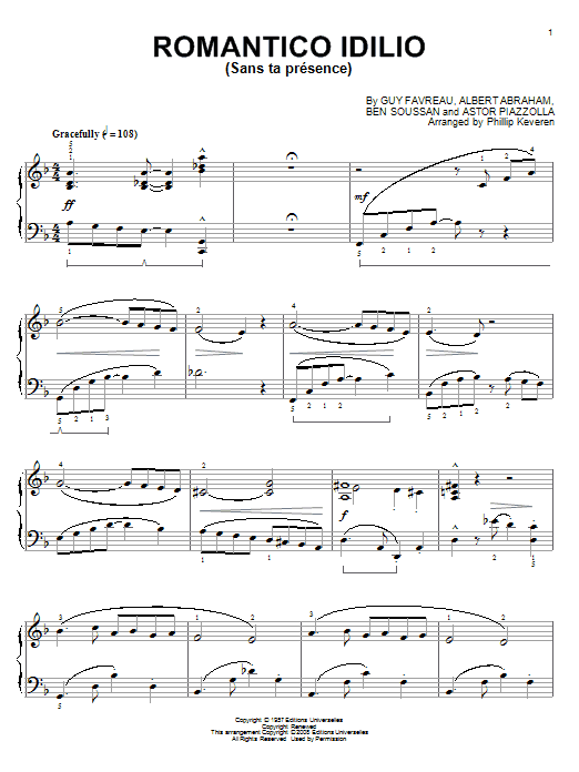 Product gallery: Page 1 of 1 Romantico Idilio (Sans ta presence) (arr. Phillip Keveren), Astor Piazzolla