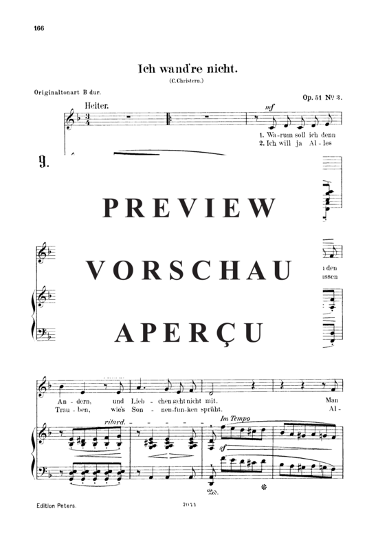 Product gallery: Page 2 of 4 Ich wand're nicht, Op.51 No.3, , Low Voice and Piano
