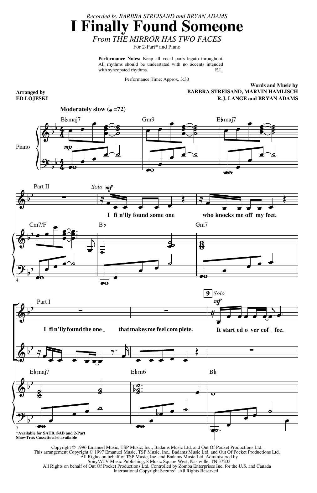 Produktgalerie: Seite 1 von 1 I Finally Found Someone (arr. Ed Lojeski), Barbra Streisand and Bryan Adams, Chor