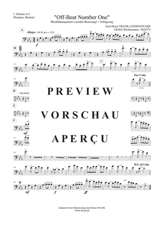 Produktgalerie: Seite 13 von 21 Off-Beat Number One , , (Quintett, variable Besetzung)