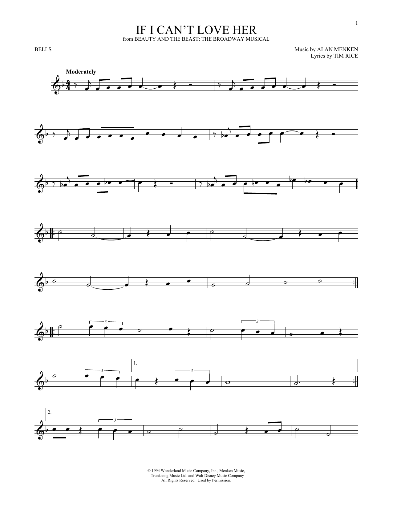 Produktgalerie: Seite 1 von 1 If I Can't Love Her (from Beauty And The Beast: The Musical), Alan Menken & Tim Rice, Percussion
