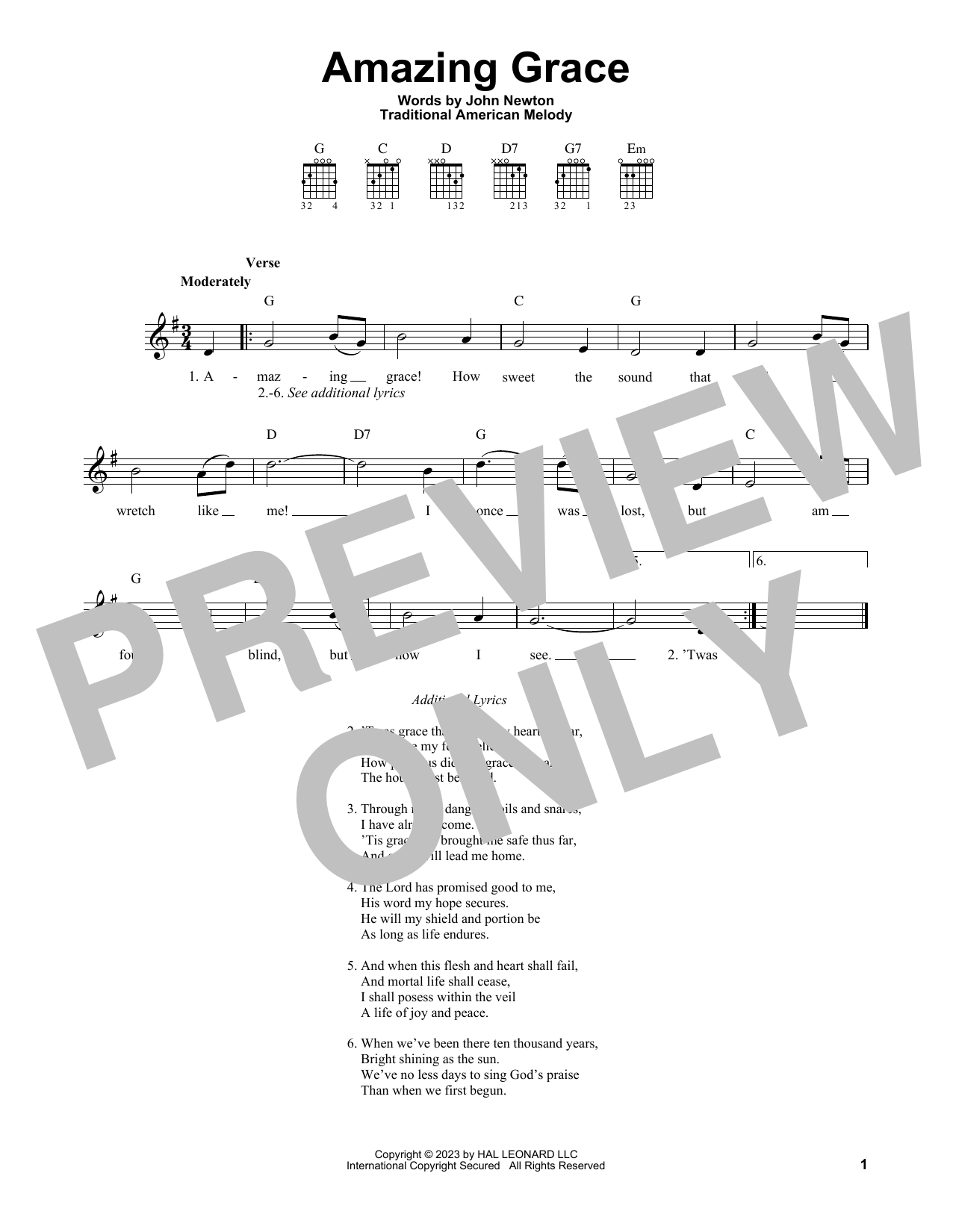 Produktgalerie: Seite 1 von 1 Amazing Grace, John Newton, Gitarre